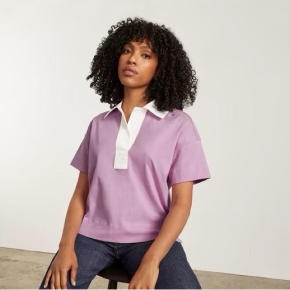 NWT Everlane Retro Jersey Polo Mauve Bone Top